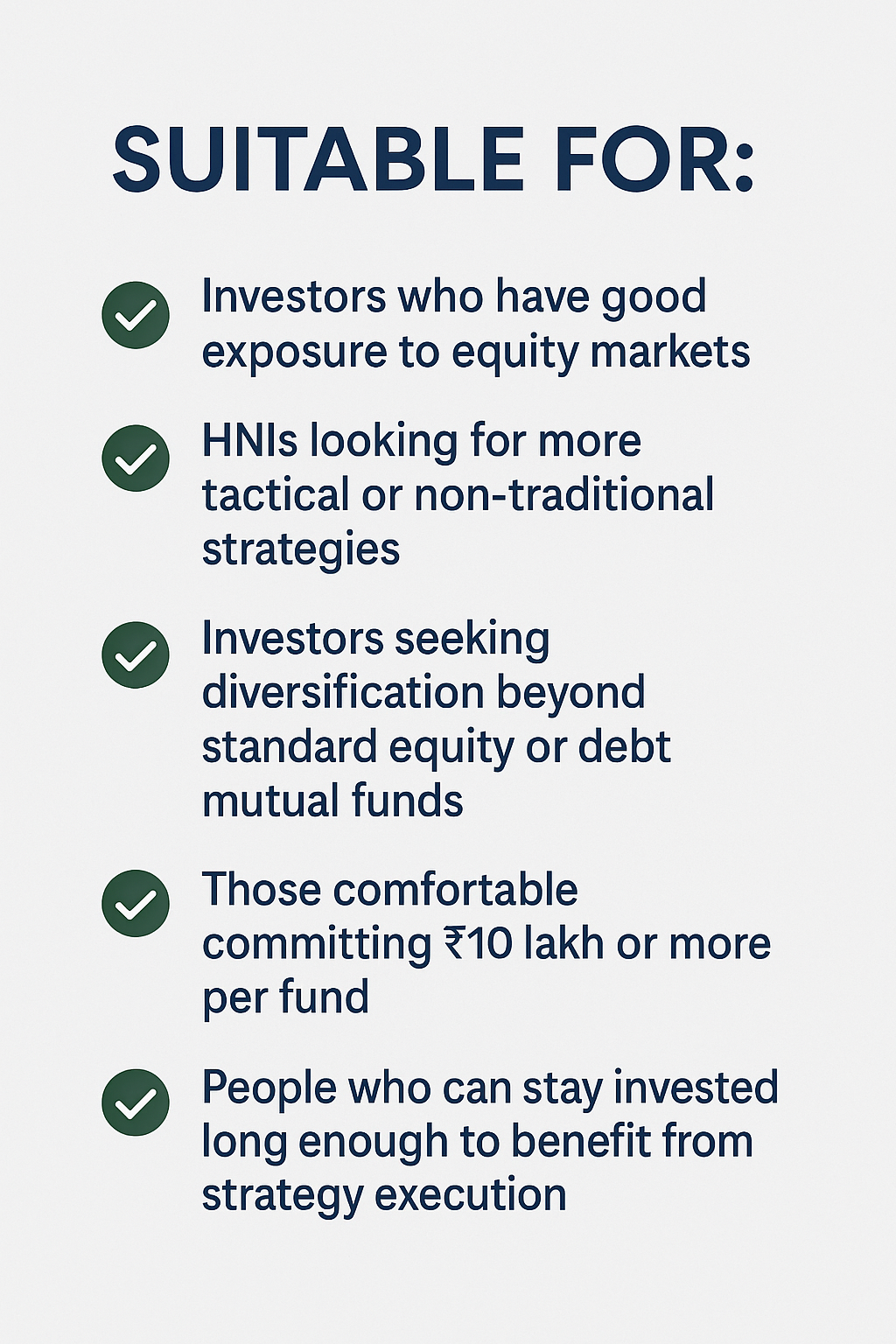 Specialized Investment Fund suitability checklist
