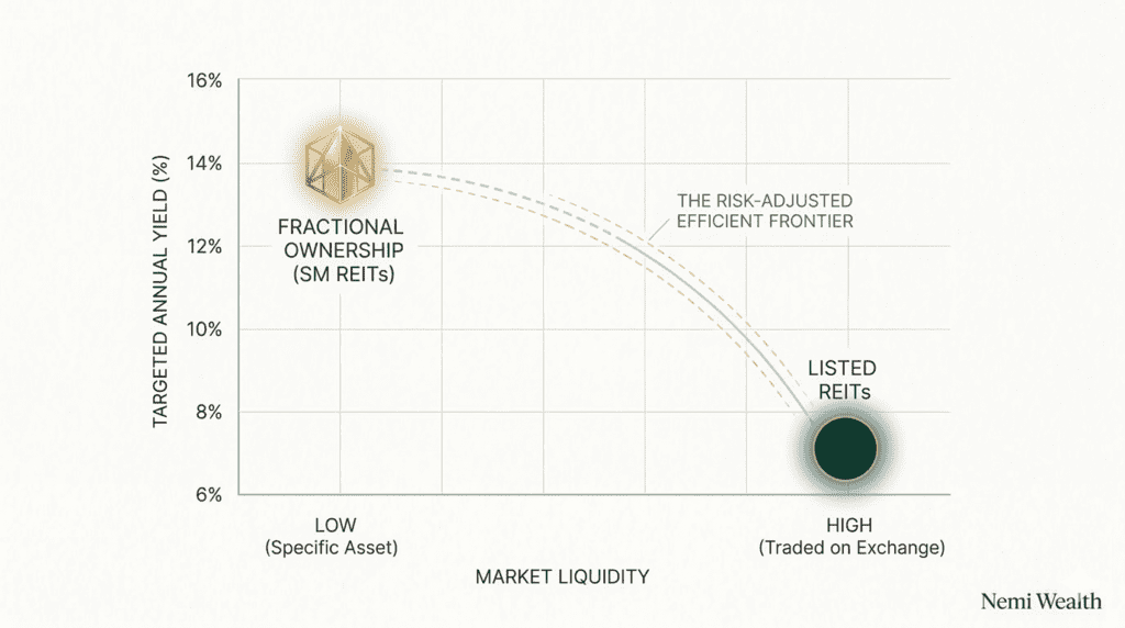 REITs vs Fractional Ownership India 2026 comparison chart Commercial property investment rental yield analysis Per Annum Estates Fractional Real Estate partnership